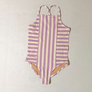 Crewcuts J.Crew, Girls' Purple Stripe Paneled One-Piece Swimsuit